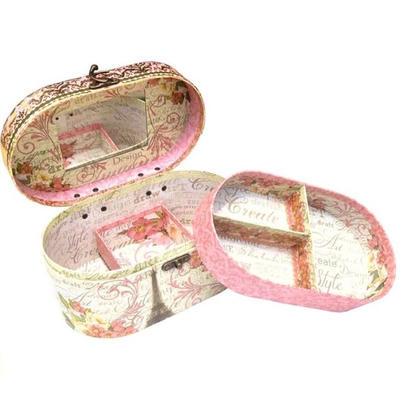 Pooch & Sweetheart Multi-Purpose Oval Vanity Case Jewelry Box w/**Mirror (81000) - Picture 2 of 7